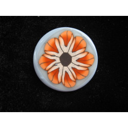 Flower ring, orange / gray, in Fimo