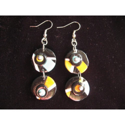 Black/orange"Mondrian" earrings