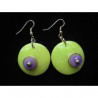 Apple green/purple pop earrings