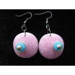 Pink/turquoise pop earrings