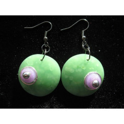 Apple green/violet pop earrings