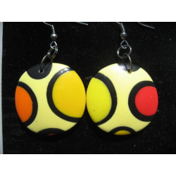 Pop earrings, yellow / orange, in Fimo