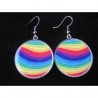 Pop Earrings, Rainbow multicolored, set in resin