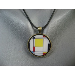 Vintage pendant, Esprit Mondrian, set in resin
