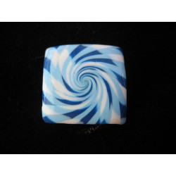 Small square ring, white / turquoise spiral, in Fimo