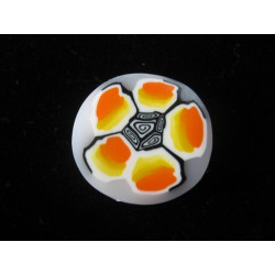 Fancy ring, orange flower, on a white background in fimo