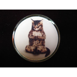 Fancy ring, Zen cat, set in resin