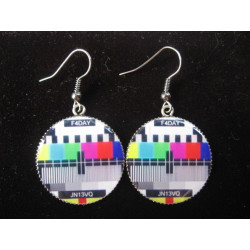 Small vintage earrings, television Mire, set in resin
