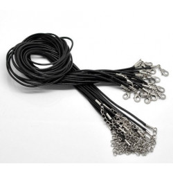 Lot of 10 black cords, imitation leather, 45 cm long