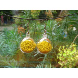 Bubble earrings, mobile yellow minipiles