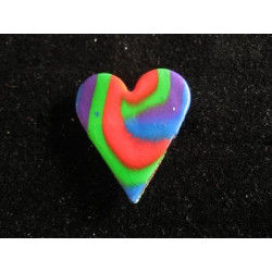 Heart ring, red / green, in fimo