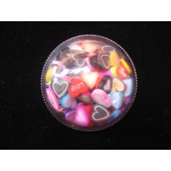 Ring large dome, mobile multicolored hearts