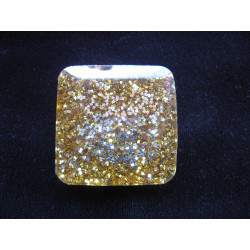 Large square ring, gold glitter, resin