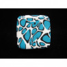 Large square ring, turquoise leopard, in fimo
