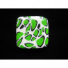 Bague carrée ajustable, motif léopard vert et blanc, en fimo