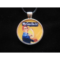 Small vintage pendant, We can do it, set in resin